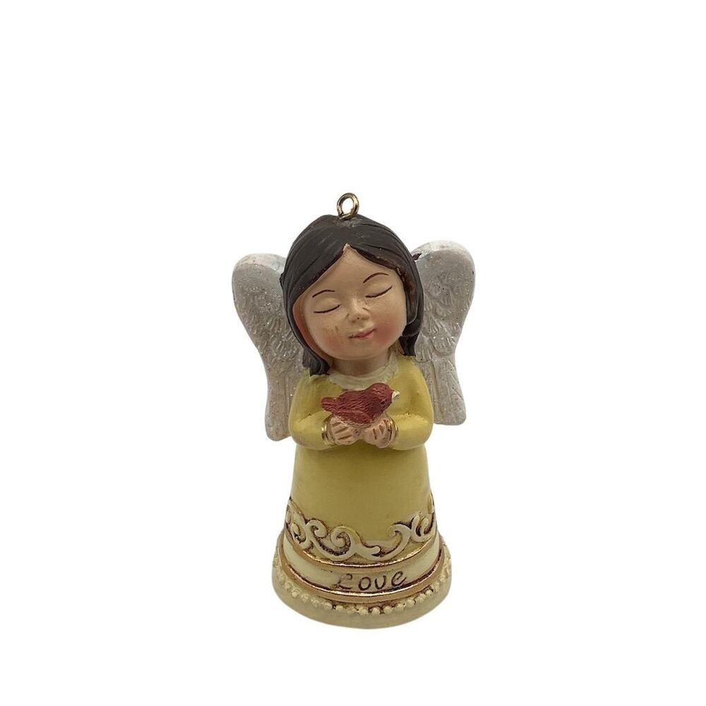 Vintage Angel Figurine "Love" Inscription Yellow 5" Home Decor